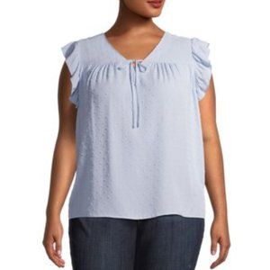 Como Blu Sleeveless Ruffle Peasant Blouse Top sz 2X NWT